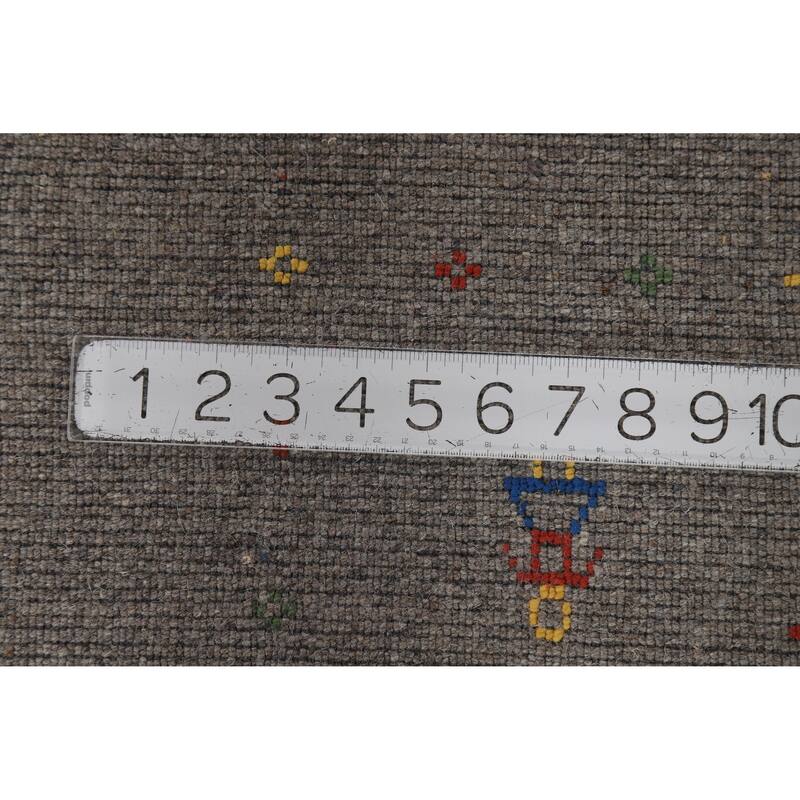 Tribal Gray Gabbeh Oriental Area Rug Handmade Wool Carpet - 8'2" x 9'11"