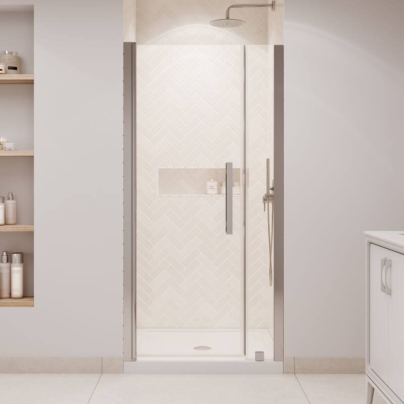 OVE Pasadena Alcove Frameless Pivot Shower Door Kit with Base Pan, 2025