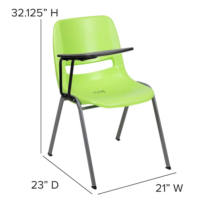5 Pack Ergonomic Shell Chair with Right Handed Flip-Up Tablet Arm