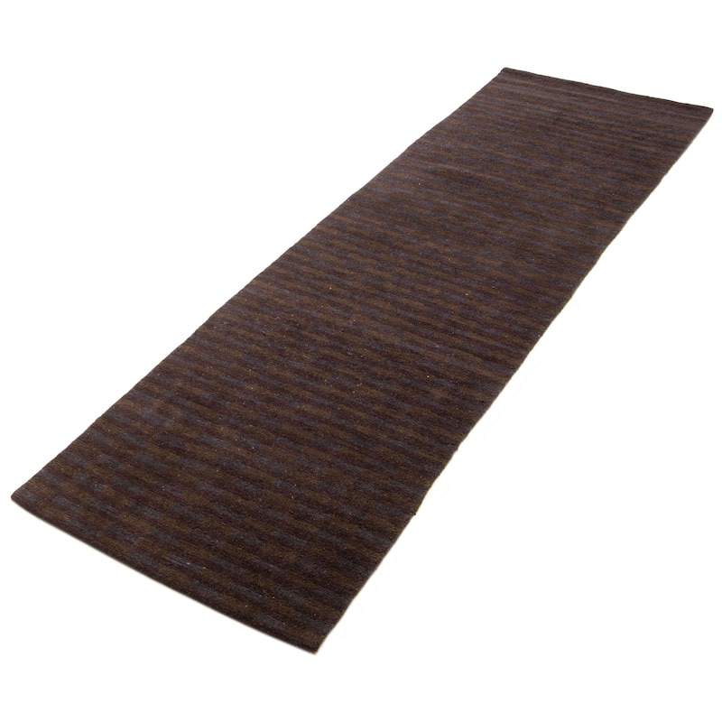 ECARPETGALLERY Hand-knotted Opulence Black, Dark Navy Wool Rug - 3'2 x 11'6