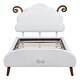 preview thumbnail 3 of 9, Twin Size Upholstered Bed White Frame Platform Bed with Sheep-shaped Headboard for Toddler Kids Children Bed, Wood Slat Support