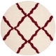 preview thumbnail 33 of 162, SAFAVIEH Dallas Shag Giusy Trellis 1.5-inch Thick Rug 6' Round - Ivory/Red - Round