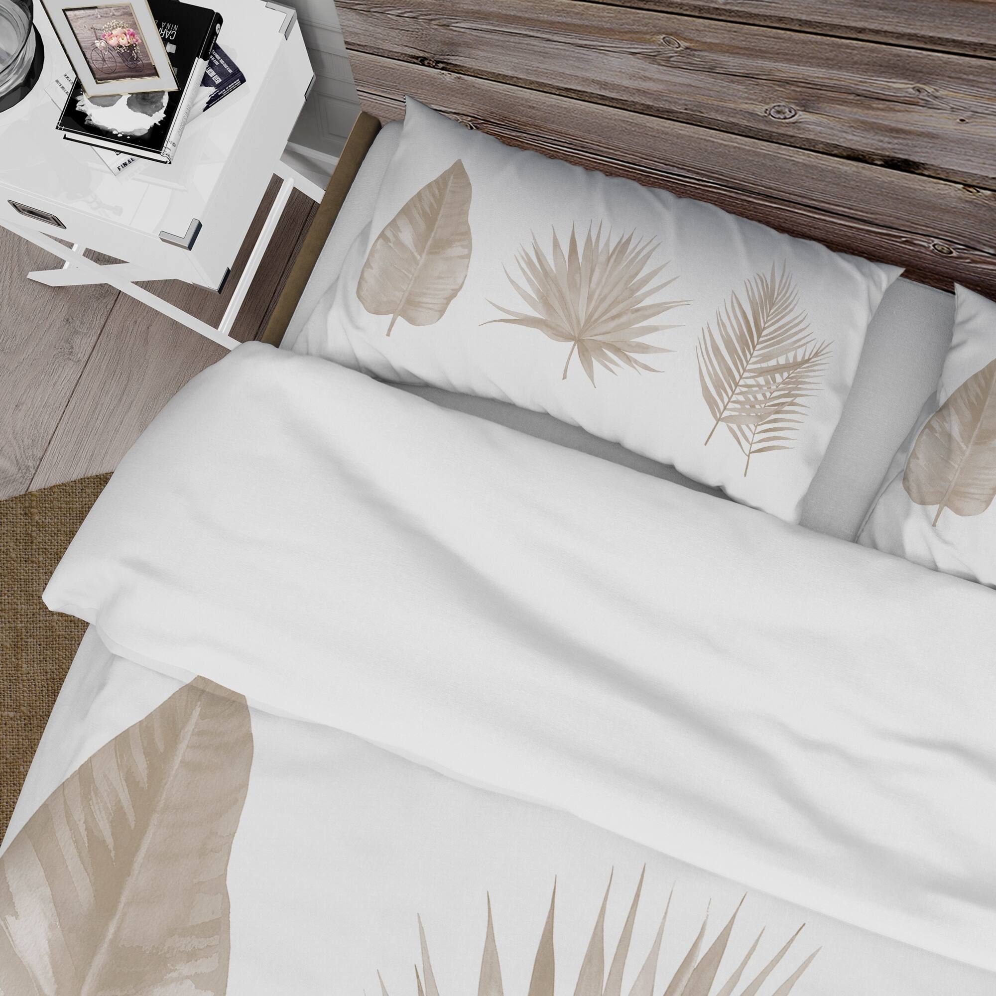 Designart 'Tropical Beiges Leaves' Traditional Duvet Cover Comforter