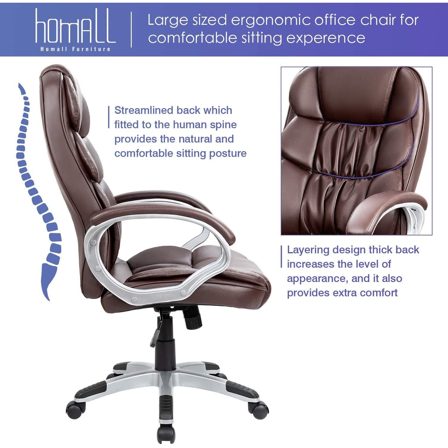 Homall Office Chair Ergonomic Desk Chair with Lumbar Support - On Sale -  Bed Bath & Beyond - 33045076