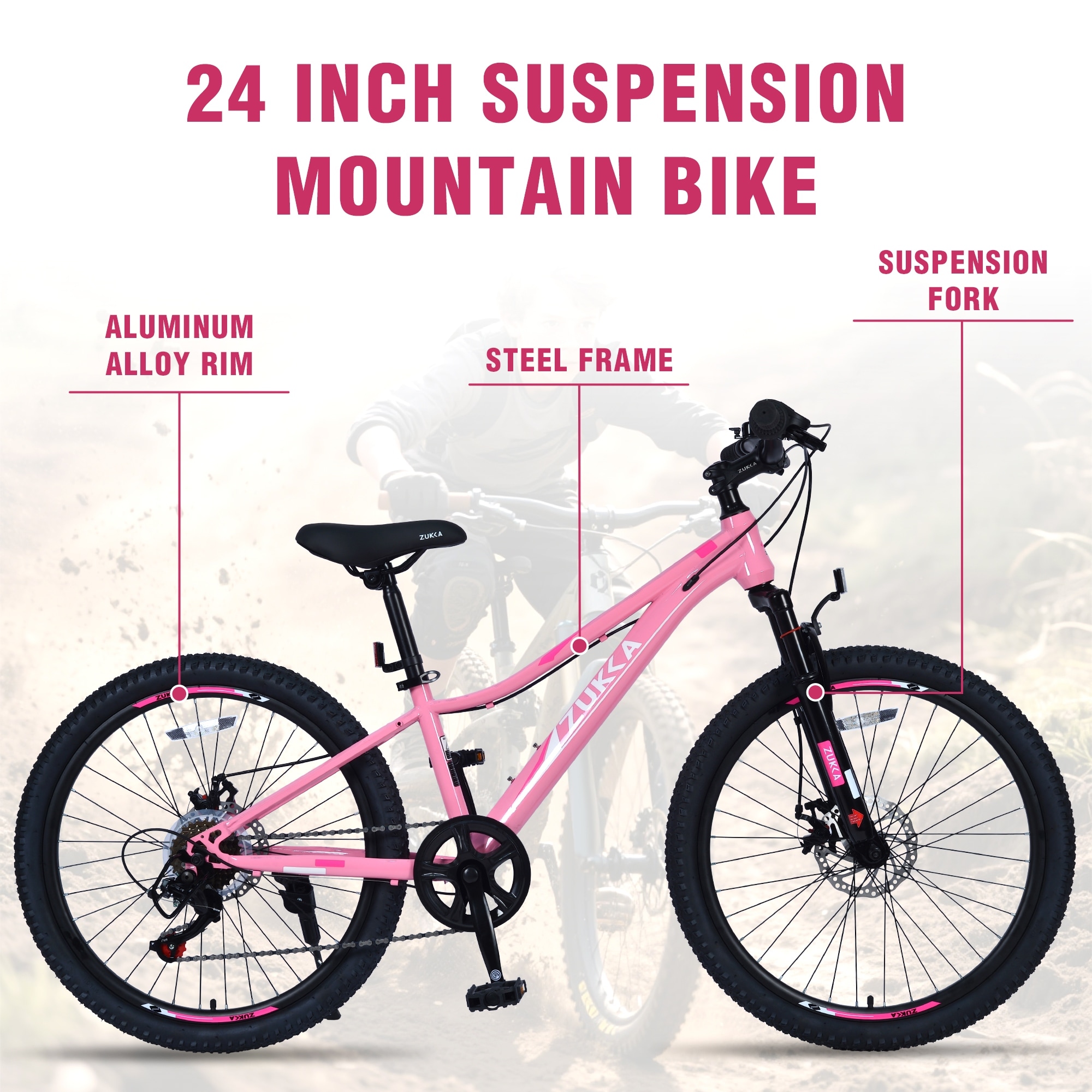 Mountain Bike for Girls and Boys Mountain 24 inch shimano 6-Speed