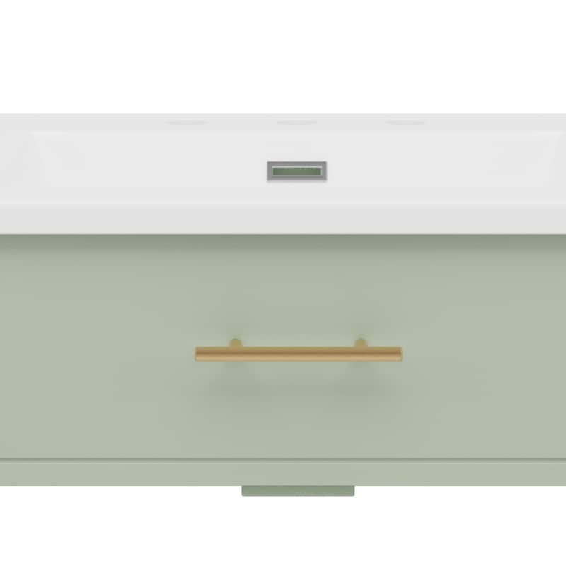 Bathroom Vanity with Ceramic Sink, Wooden Bathroom Storage Cabinet, Bathroom Cabinet with Soft Close Doors & Adjustable Shelf