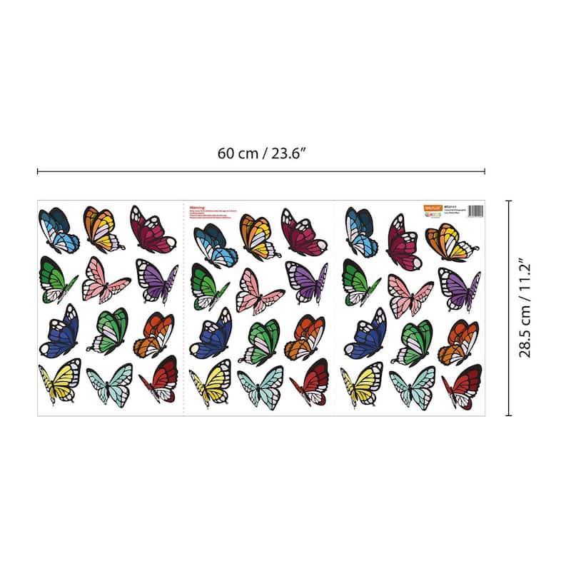 Colourful Holographic Butterflies Kids Wall Stickers Nursery DIY Art - Multi