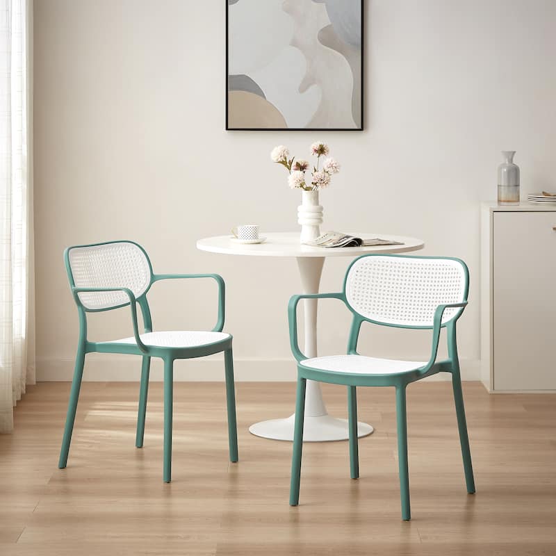 Art Leon Set of 2 Modern Stackable Indoor or Outdoor Dining Chair