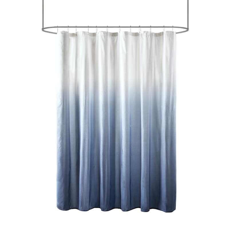 Madison Park Loire Ombre Printed Seersucker Shower Curtain