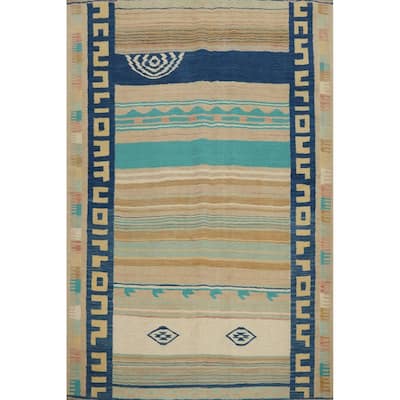 Hand Woven Oriental 100% Wool Carpet Southwestern Tribal Multi-Colored Kilim Area Rug - 6' 2'' X 4' 11''
