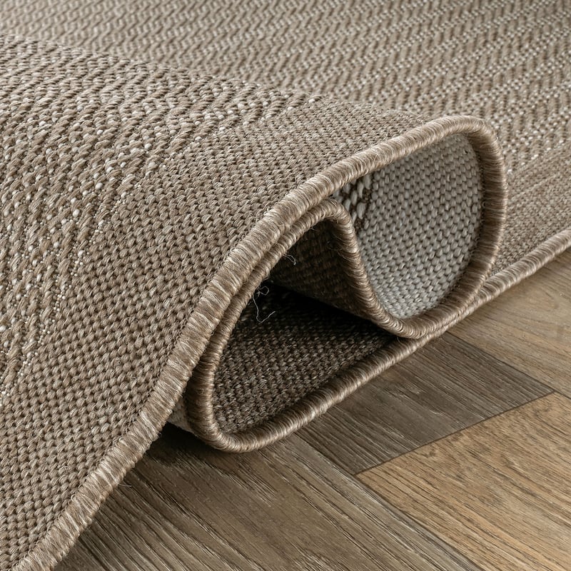 World Rug Gallery Contemporary Bordered Weather Resistant Reversible Indoor/Outdoor Area Rug