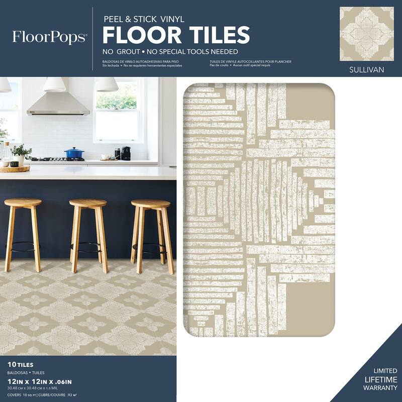 FloorPops Sullivan Peel & Stick Floor Tiles