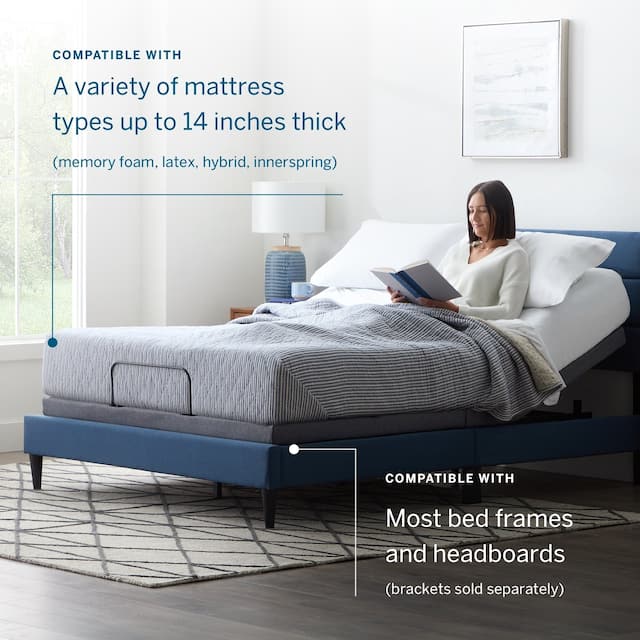 Lucid Comfort Collection Hybrid Mattress and Deluxe Adjustable Bed Set