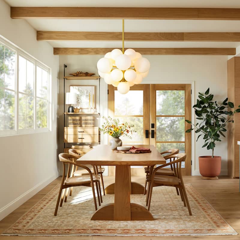 19-Light Brass Modern Glass Globe Bubble Chandelier Dining Room Light with Creative Grape Shape