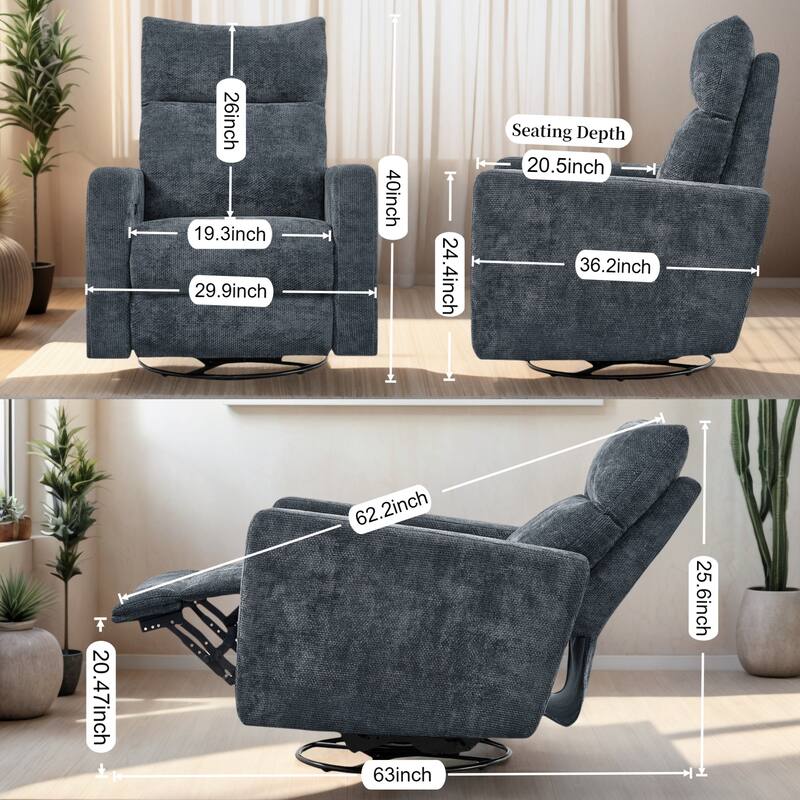 Olmas 33.5"W Power Swivel Glider Recliner with USB Charger Set Of 2