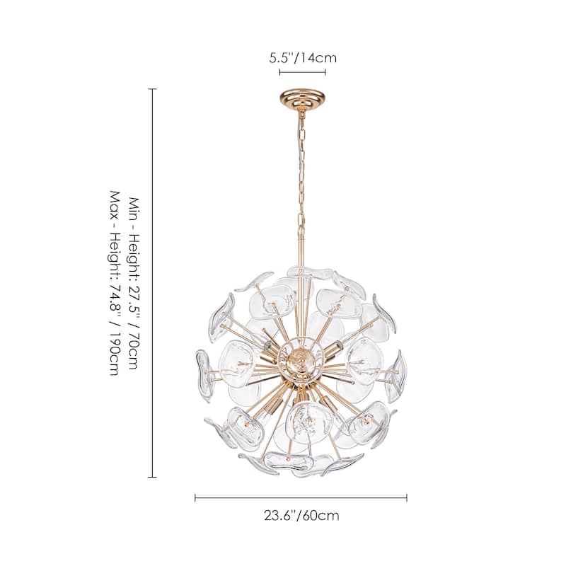 Arvill 8-Lights Modern Sputnik Firework Starburst Sphere Chandelier with Glass Sheet