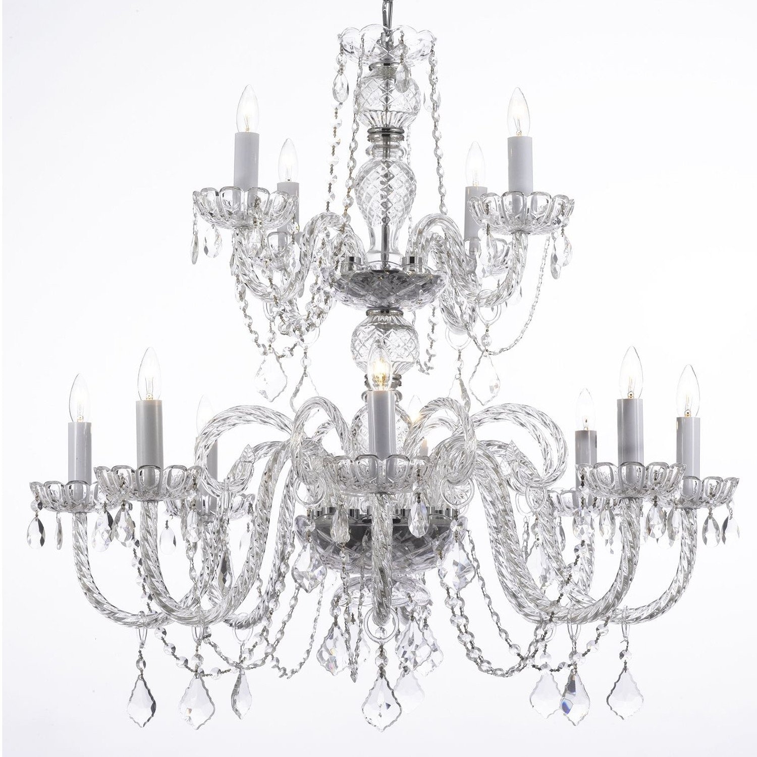 Authentic 12 Light Crystal Chandelier H30" X W28". - Chandeliers For Bedrooms by Overstock.com