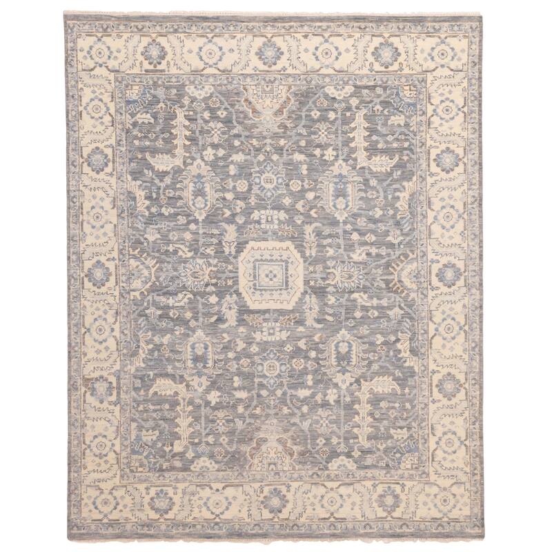 ECARPETGALLERY Hand-knotted Modern Oushak Dark Grey Wool Rug - 8'2 x 10'2