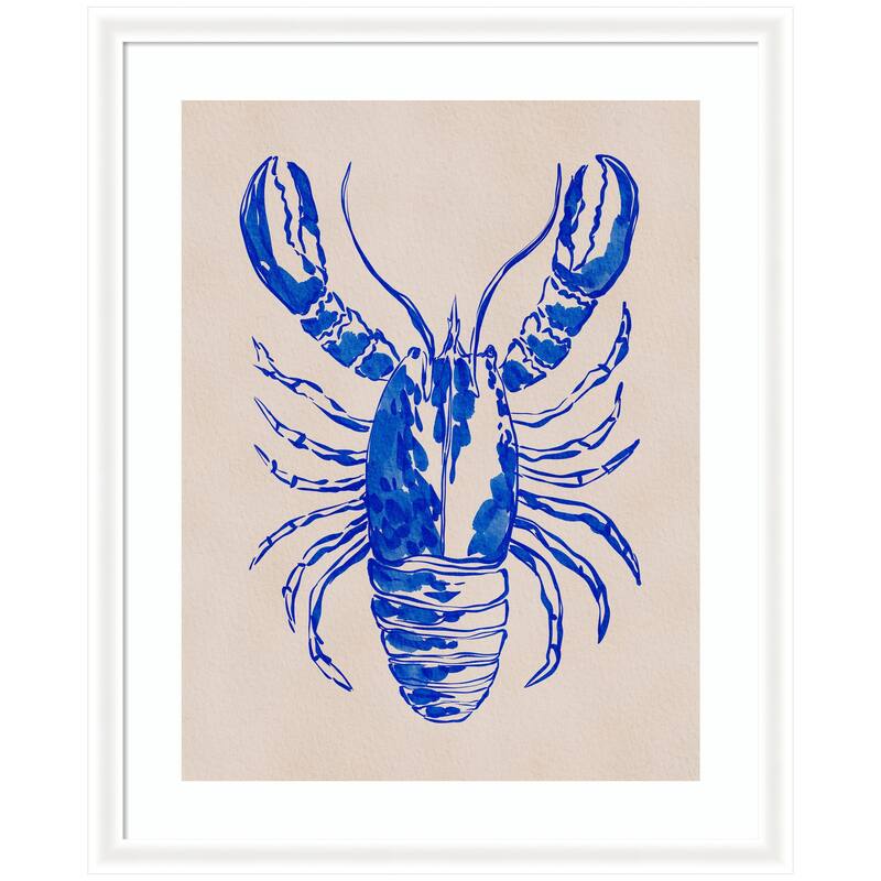 Kate and Laurel Framed Art Lobster by Nikita Jariwala - 35x43 - White
