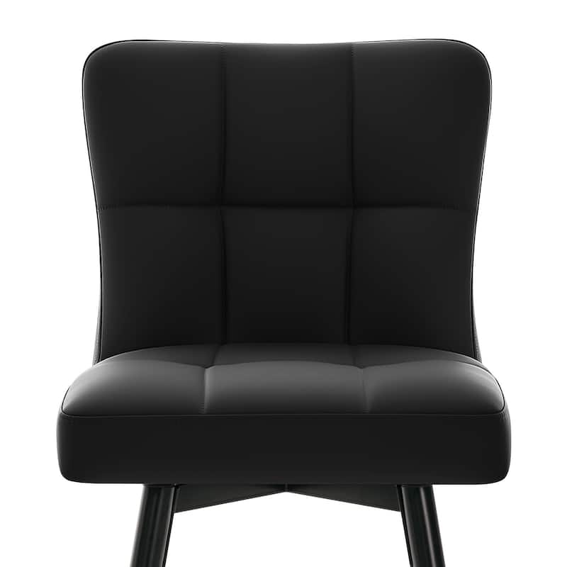 Faux Leather Swivel Counter Height Barstools Set of 2 with High Back - 38.98"H x 17.72"W x 21.26"D