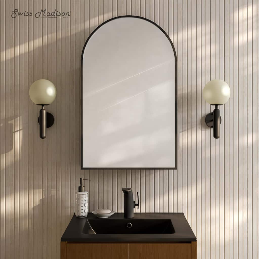 Porte 20 X 30 Arched Recessed/Wall Mount Medicine Cabinet With Mirror In Black - 20 x 30