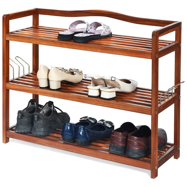 3 tier wooden shoe rack