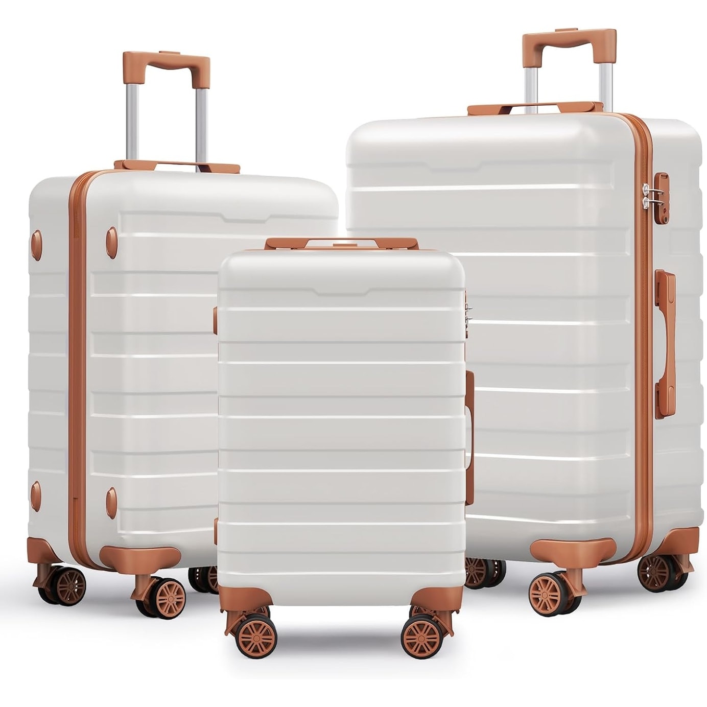 3-Piece Hardside Luggage Set with TSA Lock 360° Spinner Wheels and Durable PC+ABS Shell