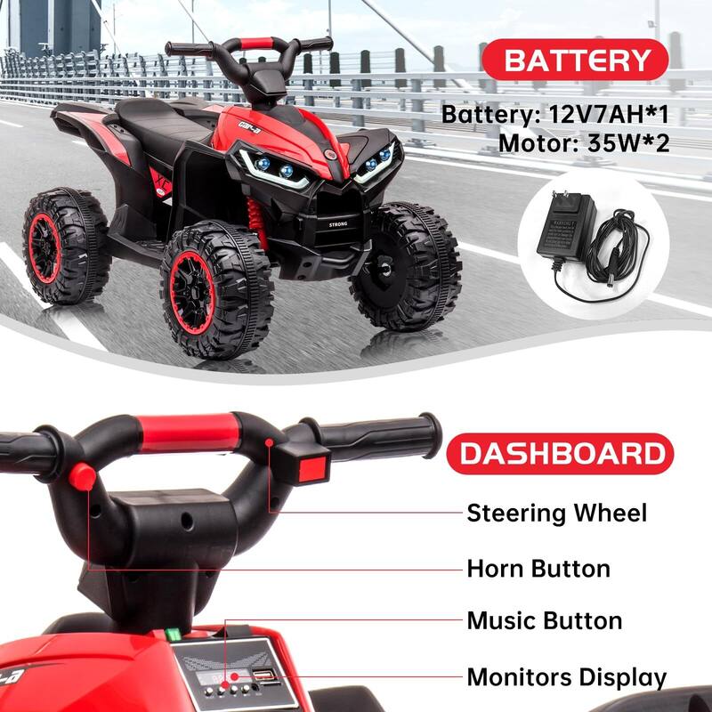 12V Ride on 4-Wheeler ATV Quad Vehicle with Remote Control
