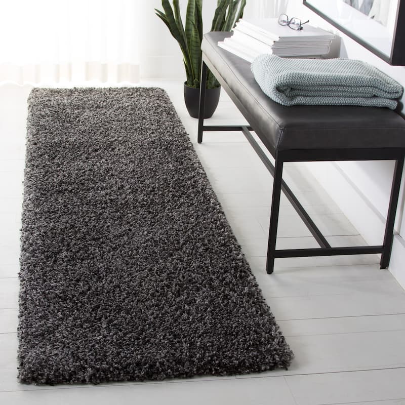 SAFAVIEH Royal Shag Soffia 2-inch Thick Rug - 2' 2" x 8' - Lump of Coal - Runner/Rectangle
