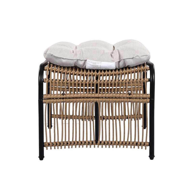 Roomfitters 3-Piece Wicker Patio Furniture Set with Lounge Chair, Ottoman, and Cushions for Garden or Deck