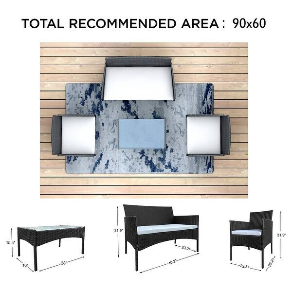 Amarantos 4 Piece Patio Furniture Sets Outdoor Conversation Set Pool