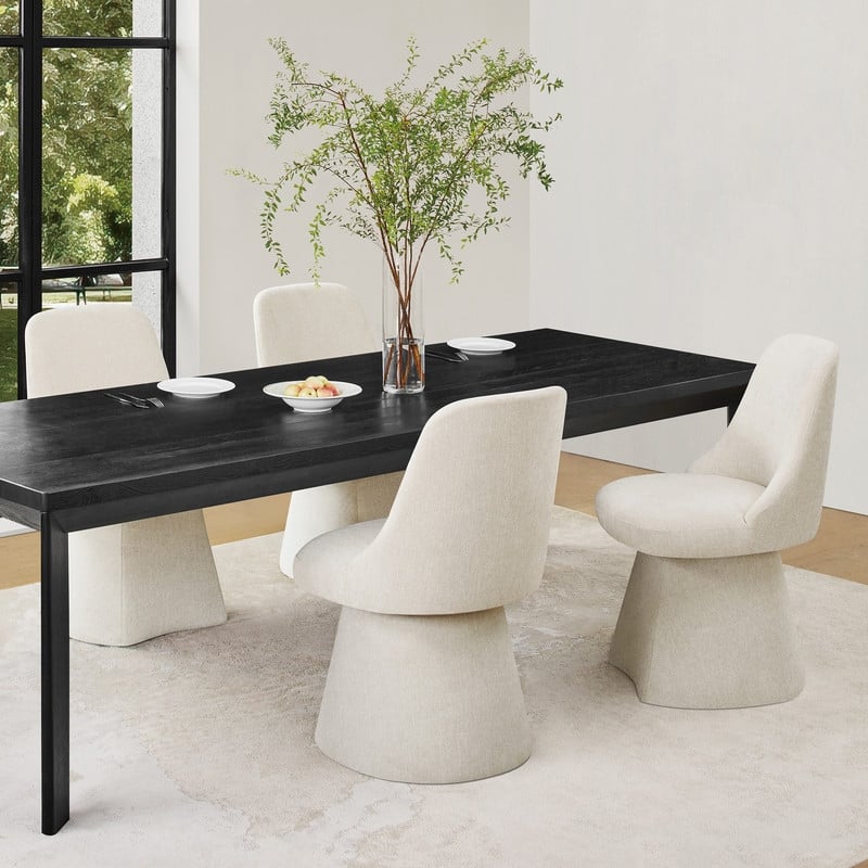 Anna Upholstered Swivel Armless Dining Chair for Kitchen Living Room