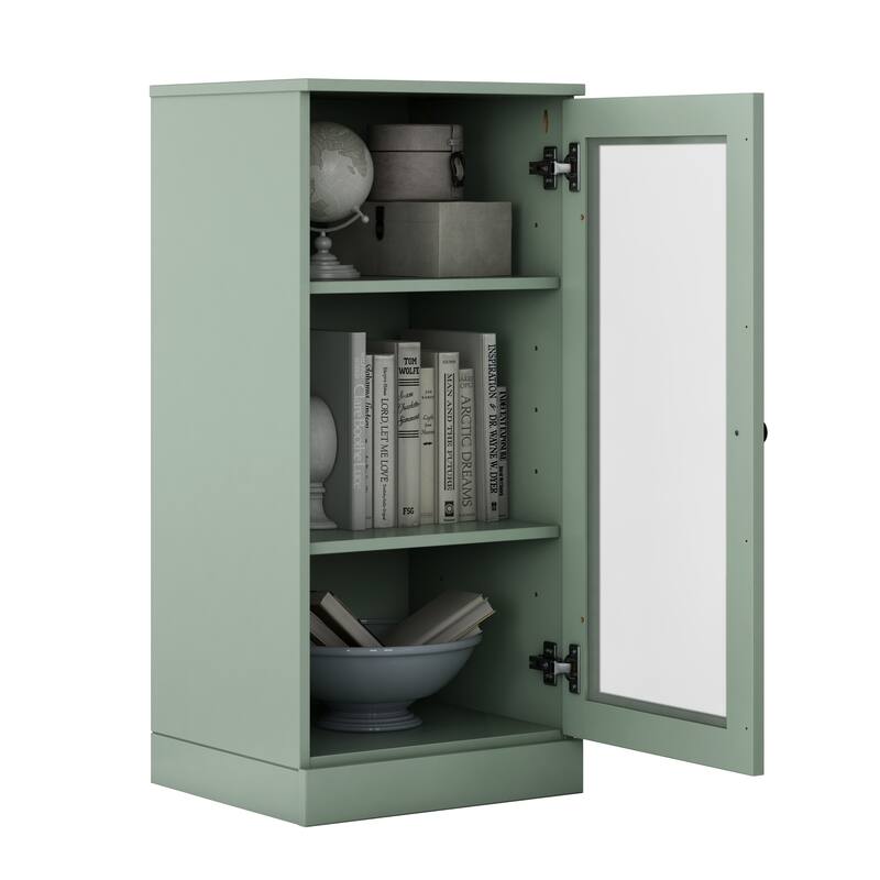 Palace Imports 100% Solid Wood 3-Shelf Bookcase with Frosted Glass Door and Adjustable Shelves