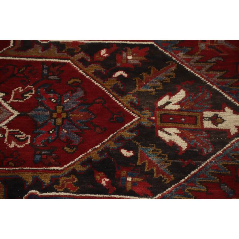 Hand Knotted Oriental 100% Wool Carpet Traditional Medallion Red Heriz Area Rug - 11' 1'' X 8' 4''