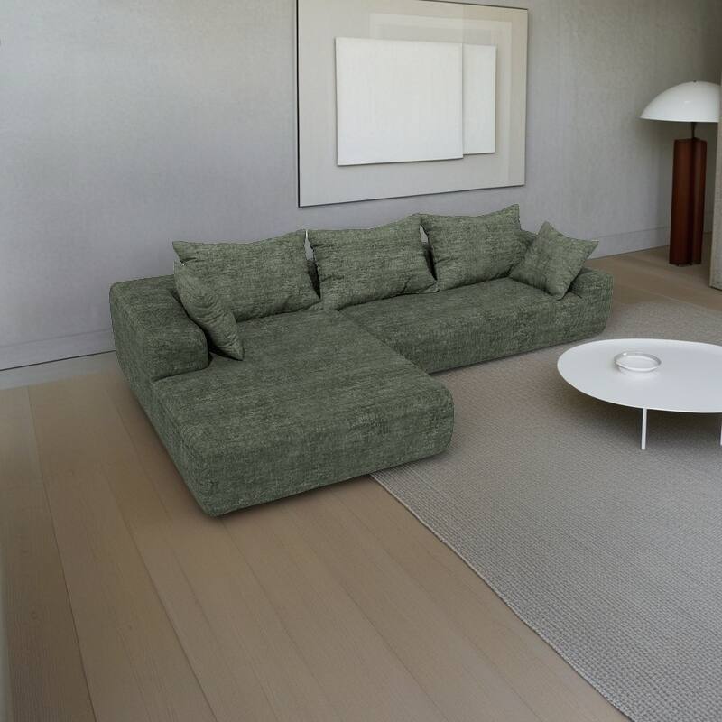 Momei L-Shaped Sofa - High-Density Foam with Spring, Multiple Cushions, Living Room