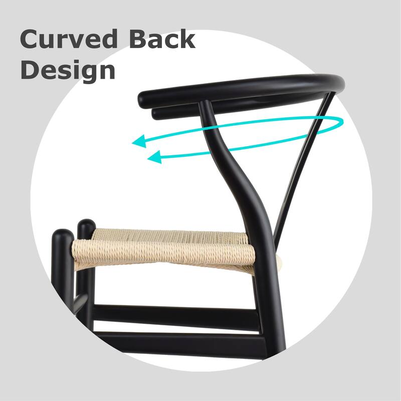 Modern Dining Chair with Woven Paper cord Seat, Solid Wooden Farmhouse Y Back Elbow Side Chair