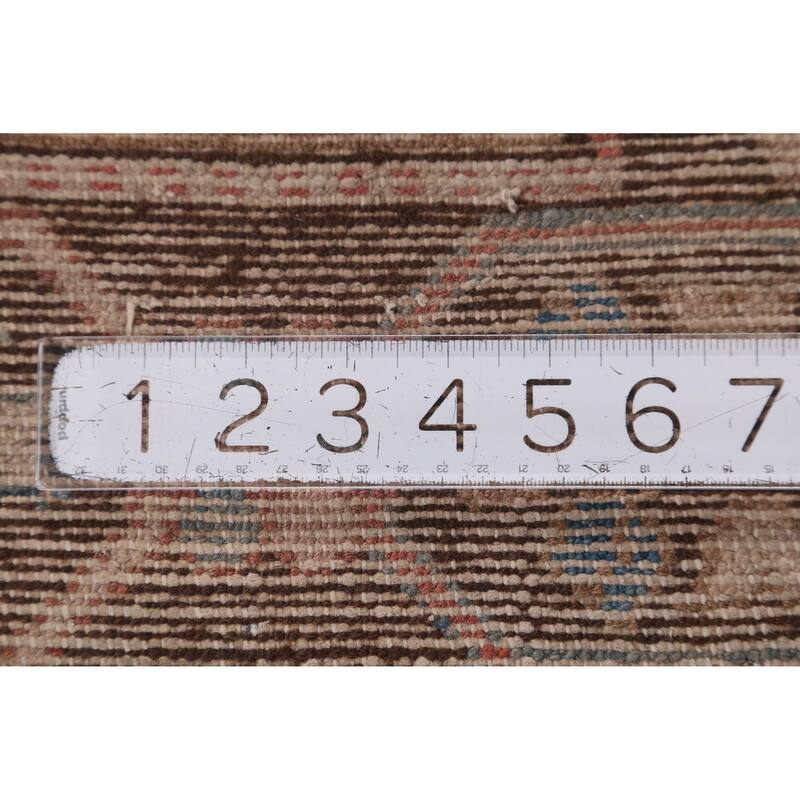 Hand Knotted Oriental 100% Wool Carpet Traditional Geometric Oranges & Rust Hamedan Runner Rug - 9' 7'' X 3' 4''