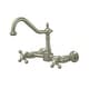preview thumbnail 12 of 12, Kingston Brass Heritage 1.8 GPM Wall Mounted Bridge Kitchen Faucet Satin Nickel