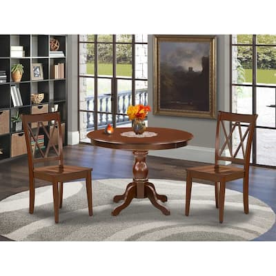 3-Piece Mahogany Finish Solid Wood Top-Dining Room Set-Seats 4