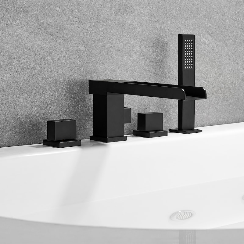 Altair Nairn Deck-Mount Roman Waterfall Tub Filler with Handshower - Matte Black