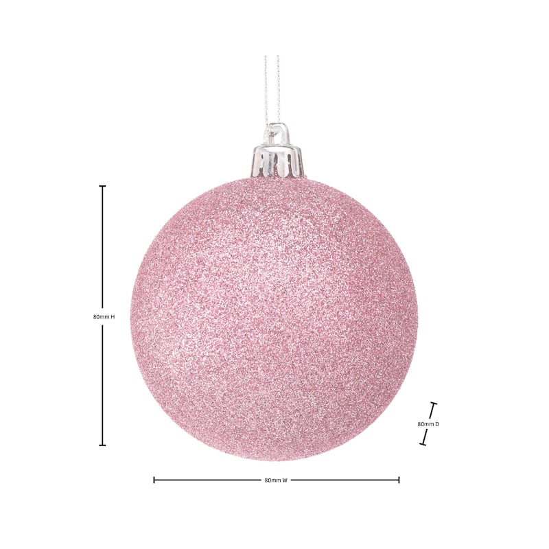 80mm Shatterproof Plastic Glitter Ball Set of 2