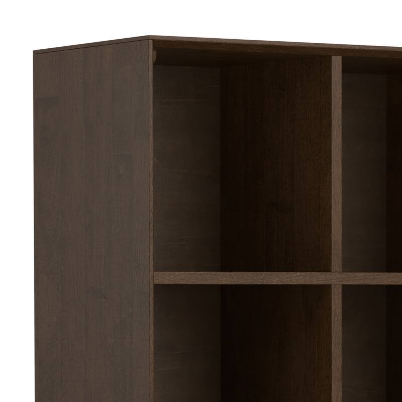 WYNDENHALL Devlin SOLID HARDWOOD 58 x 42 inch Modern 9 Cube Bookcase with Drawers in Walnut Brown - 15.5" D x 42" W x 58" H