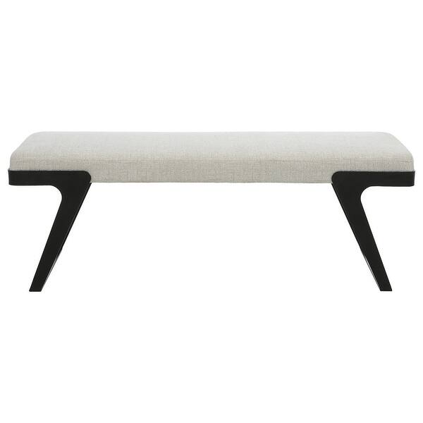 slide 2 of 7, Boucle Upholstered Top Bench with Curved Base - 53" - White and Black