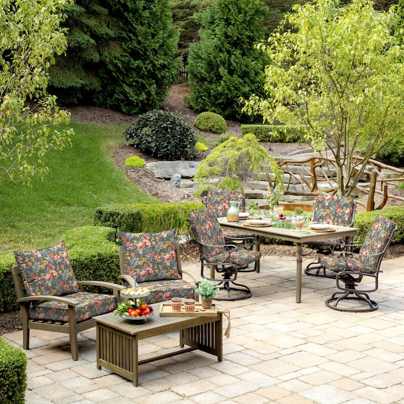 ARDEN Phoebe Floral Outdoor 24 in. Conversation Set Cushion - 24 (L) x 24 (W) x 5.75 (H)