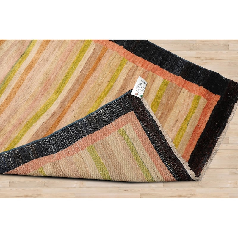 4x6 Hand Knotted Peshawar Beige Wool Modern Oriental Area Rug - 3' 6'' x 6' 2''