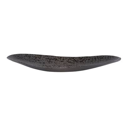 Chiseled Texture Black Iron Elongated Tray, Small - 2H x 20W x 5D