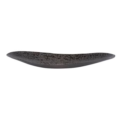 Chiseled Texture Black Iron Elongated Tray, Small - 2H x 20W x 5D