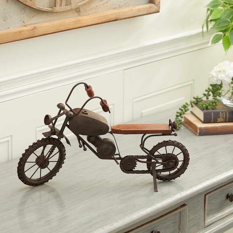 Metal Motorcycle Sculpture - Black - Roche River Decor - 4"W x 16"L x 10"H