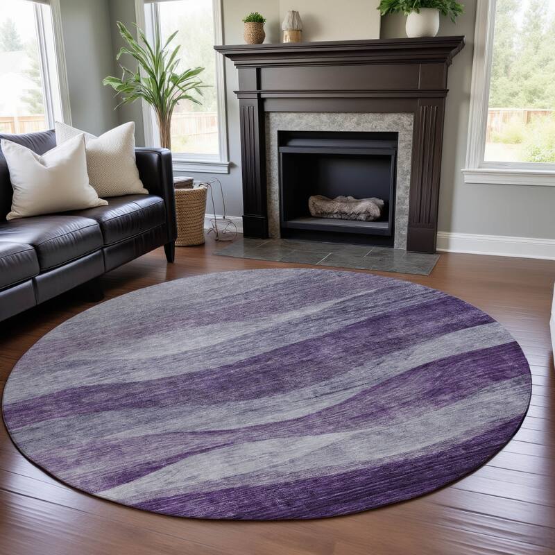 Premium Washable Super Soft Cool Modern Wvave Mayfield Rug - Lavender - 8' x 8'