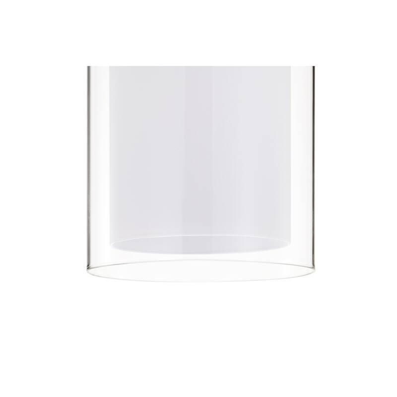Daley 1-Light Matte Black Double Shaded Mini Pendant Light with Clear Glass and White Glass Shades